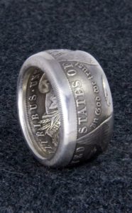 1921 90% Silver Morgan Dollar Double Sided Coin Ring Sizes 10-22 Half Unique Gift Men's Large 3D Coin Ring Wedding Band 12mm Wide | Jungleland Vintage