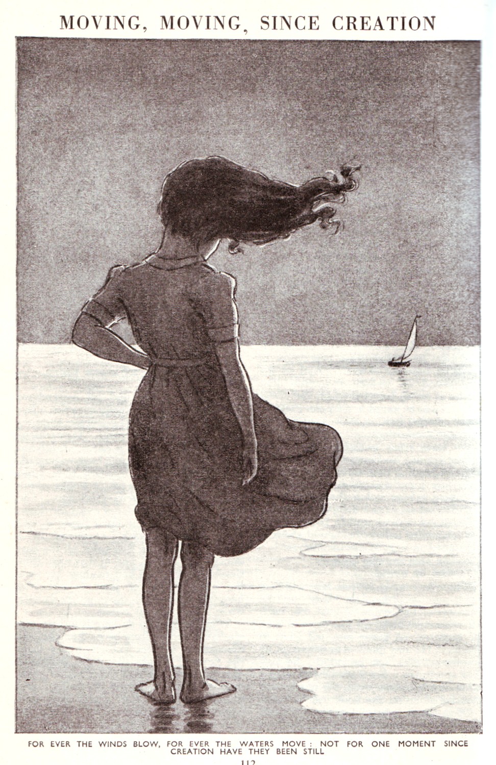 illustration of girl standing on shore
